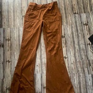 Brown soft suede bell bottoms